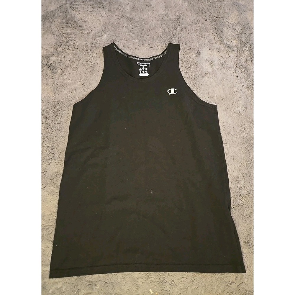 Vtg 90s Champion Men's Medium Black Tank Top Sleeveless Athletic Muscle Shirt - Picture 2 of 12